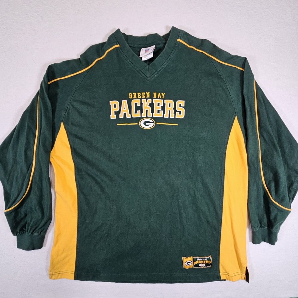 Green Bay Packers Shirt Mens 2XL NFL Football Long Sleeve Green Gold